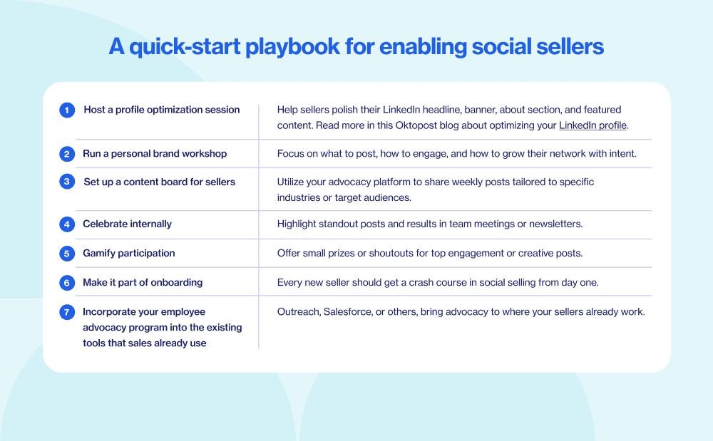Quick start playbook for enabling social sellers