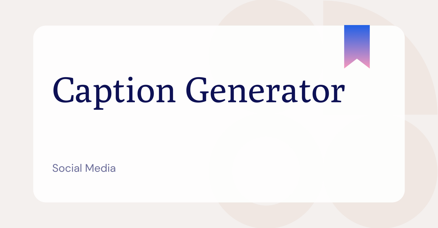 What is Caption Generator?