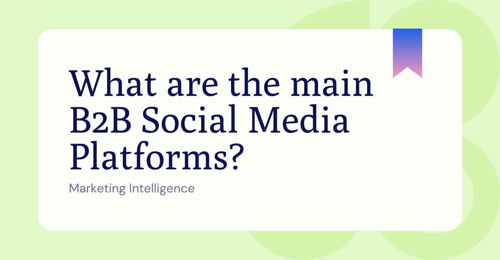 What are the main B2B Social Media Platforms?